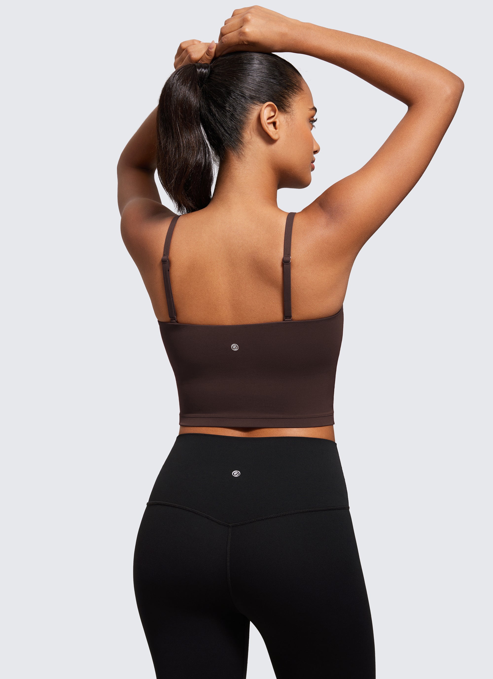 CRZ YOGA Damen Butterluxe Verstellbar Spaghetti Träger Sport BH Heißes Fudge-Brown