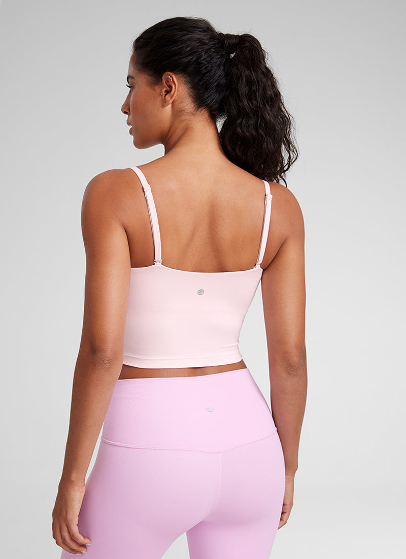 CRZ YOGA Damen Butterluxe Verstellbar Spaghetti Träger Sport BH Erdbeerrosa