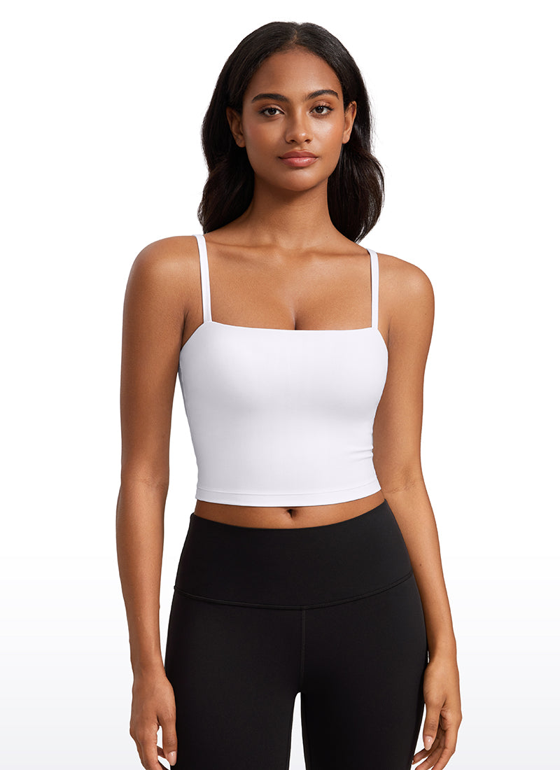 CRZ YOGA Damen Butterluxe Verstellbar Spaghetti Träger Sport BH Weiss