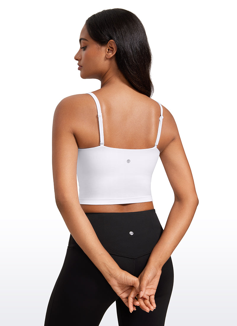 CRZ YOGA Damen Butterluxe Verstellbar Spaghetti Träger Sport BH Weiss