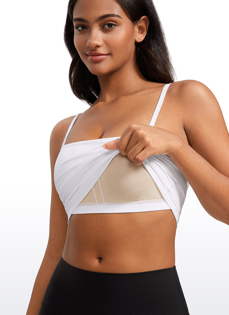 CRZ YOGA Damen Butterluxe Verstellbar Spaghetti Träger Sport BH Weiss