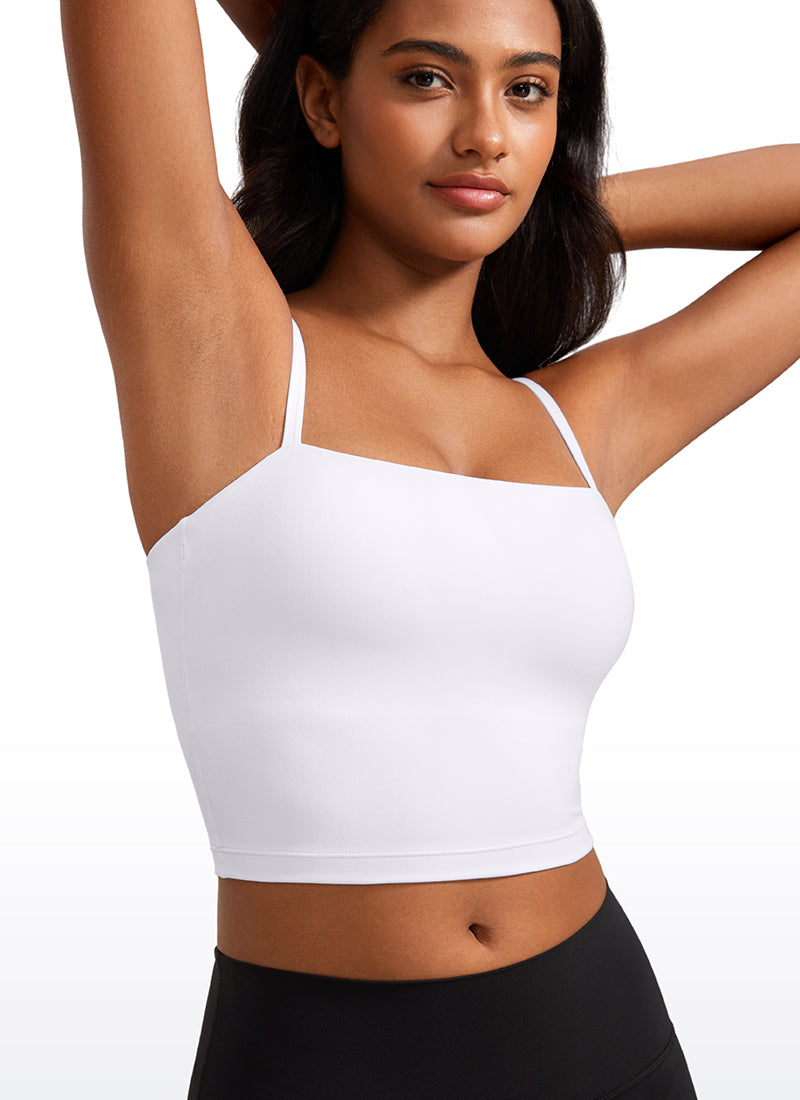 CRZ YOGA Damen Butterluxe Verstellbar Spaghetti Träger Sport BH Weiss
