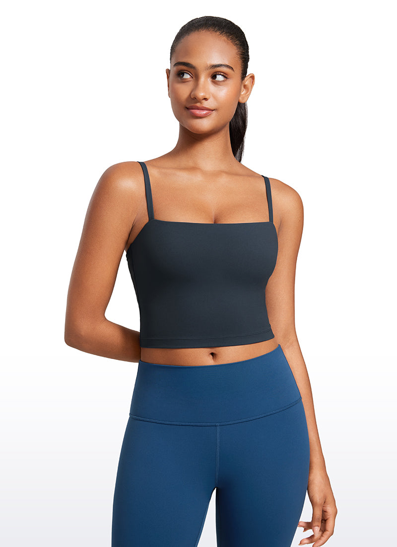 CRZ YOGA Damen Butterluxe Verstellbar Spaghetti Träger Sport BH Echte Marine