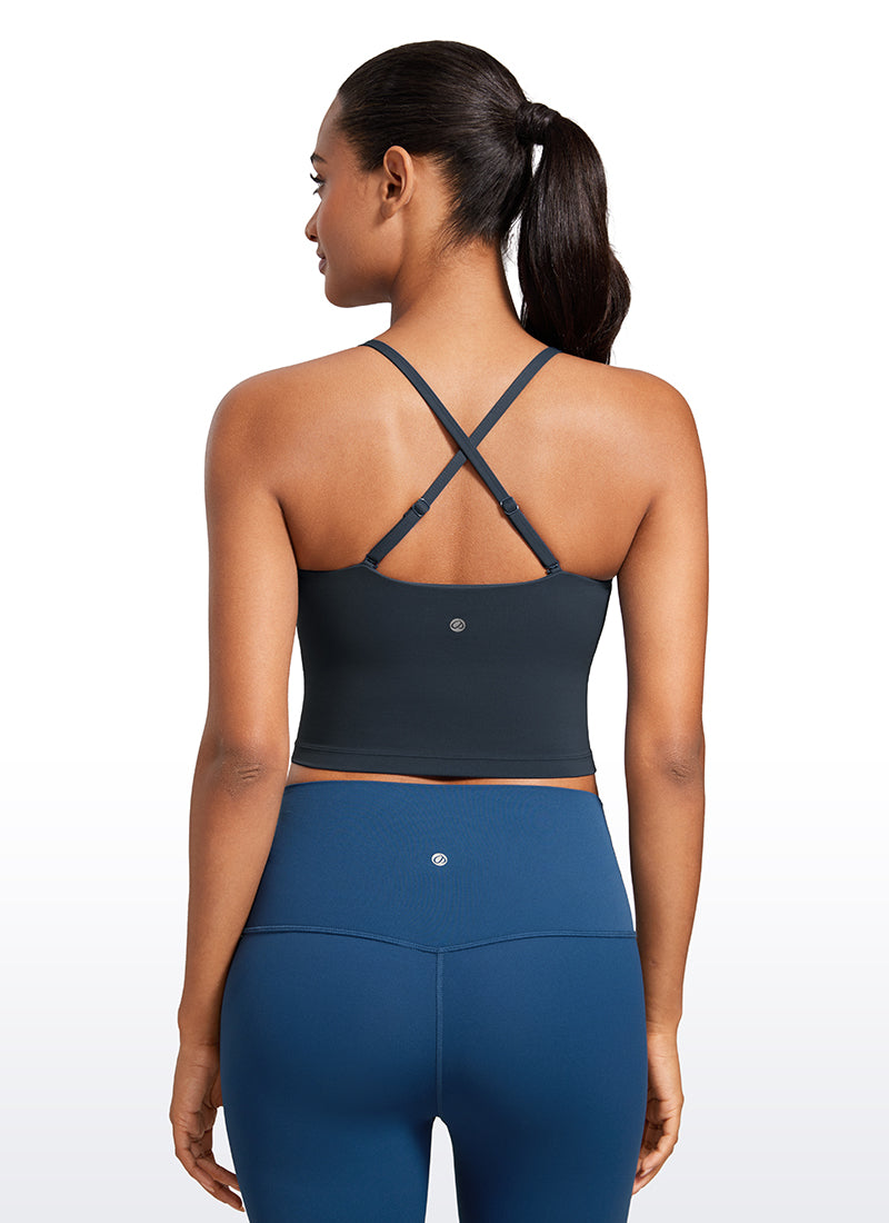 CRZ YOGA Damen Butterluxe Verstellbar Spaghetti Träger Sport BH Echte Marine