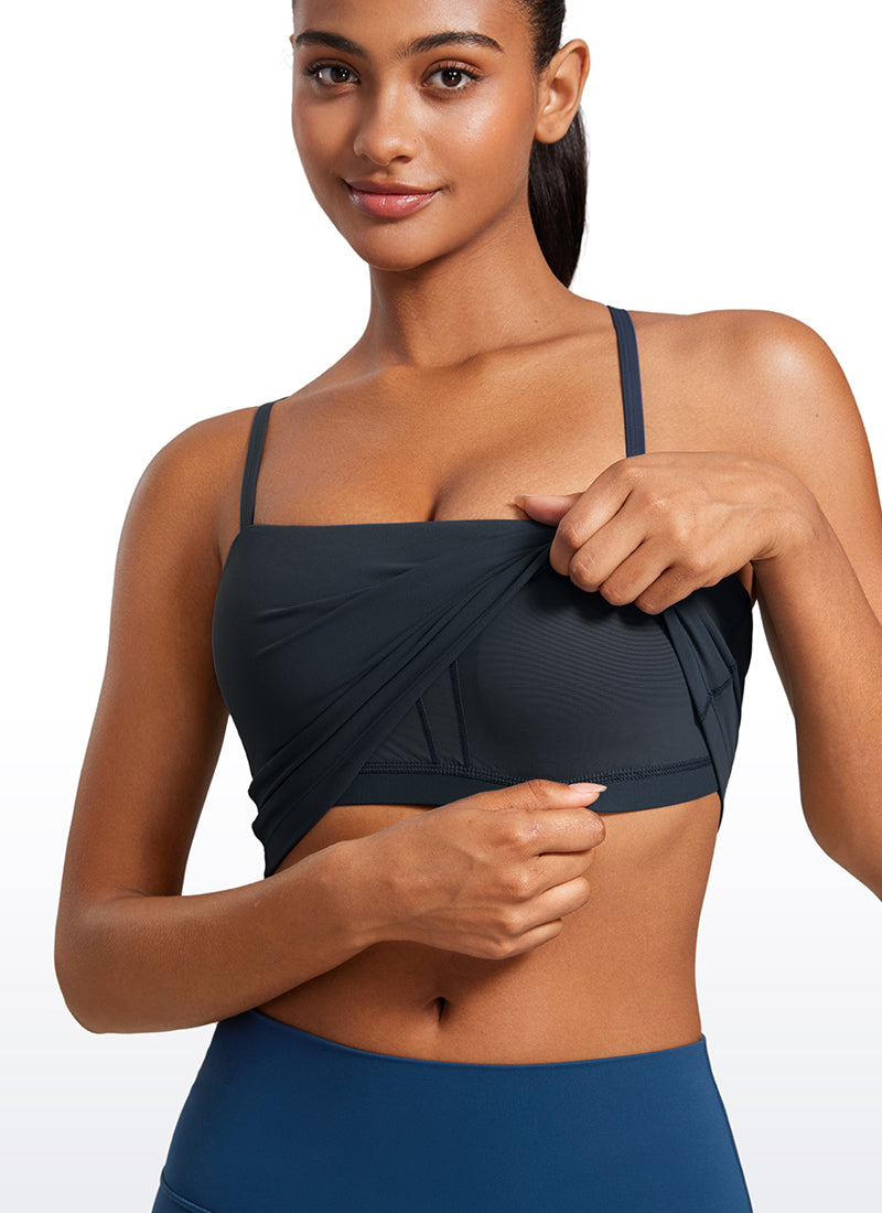 CRZ YOGA Damen Butterluxe Verstellbar Spaghetti Träger Sport BH Echte Marine