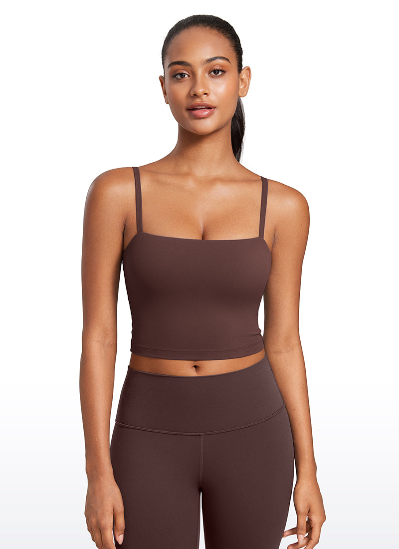 CRZ YOGA Damen Butterluxe Verstellbar Spaghetti Träger Sport BH Taupe