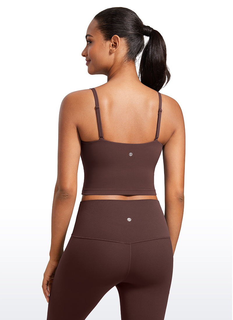 CRZ YOGA Damen Butterluxe Verstellbar Spaghetti Träger Sport BH Taupe