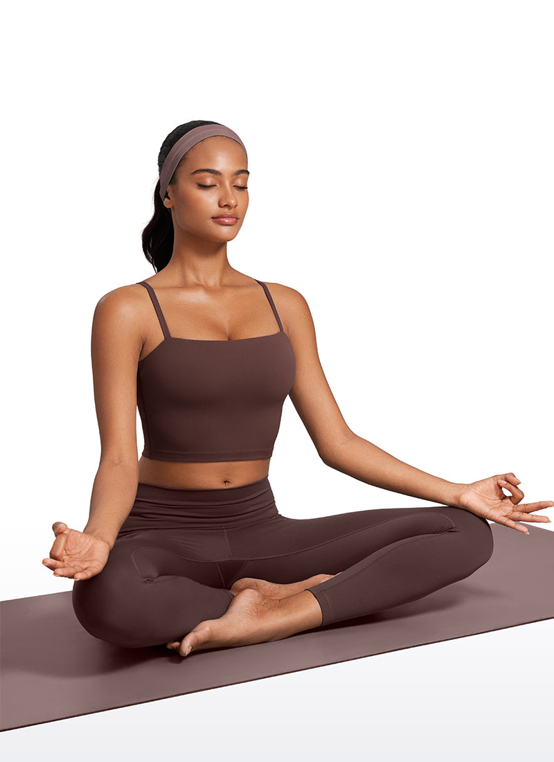 CRZ YOGA Damen Butterluxe Verstellbar Spaghetti Träger Sport BH Taupe