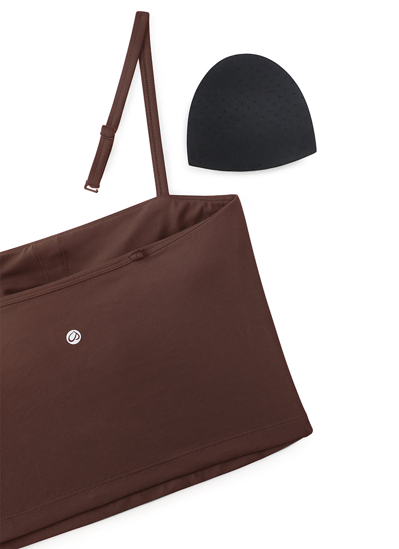 CRZ YOGA Damen Butterluxe Verstellbar Spaghetti Träger Sport BH Taupe