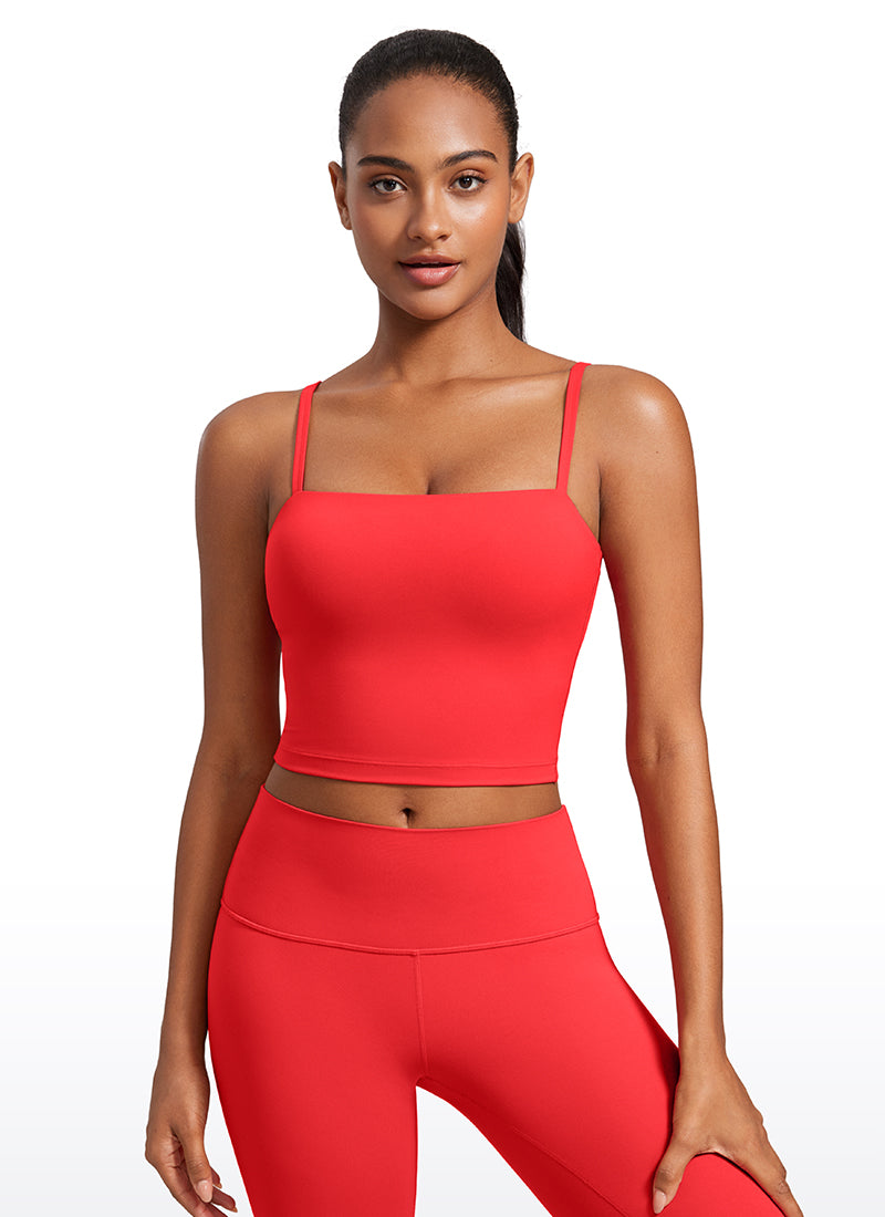 CRZ YOGA Damen Butterluxe Verstellbar Spaghetti Träger Sport BH Tiefrot