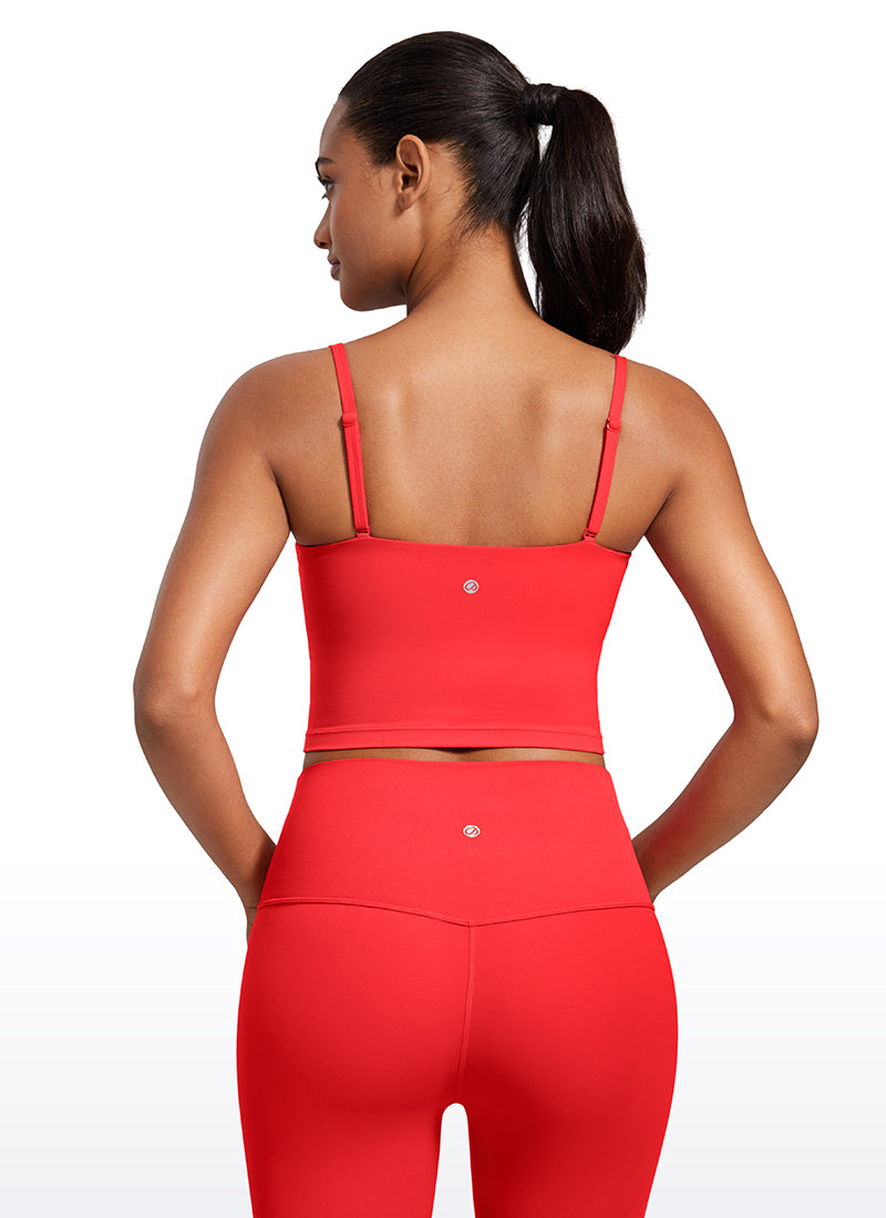 CRZ YOGA Damen Butterluxe Verstellbar Spaghetti Träger Sport BH Tiefrot