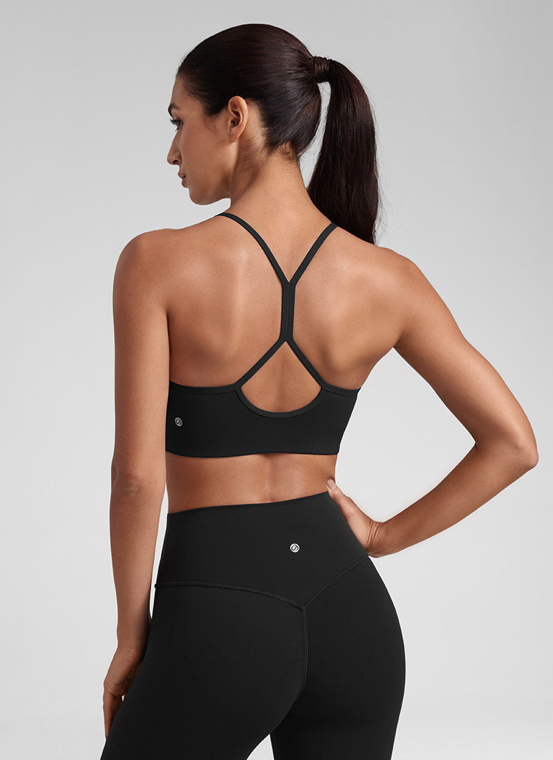 CRZ YOGA Damen Butterluxe Y-Rücken Racerback Sport BH Ohne Bügel Schwarz