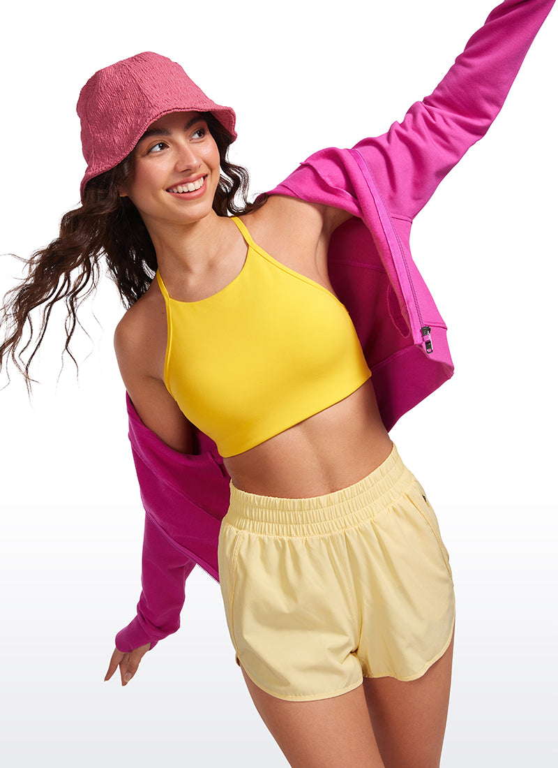 CRZ YOGA Damen Butterluxe Y-Rücken Racerback Sport BH Ohne Bügel Gut Sichtbares Gelb