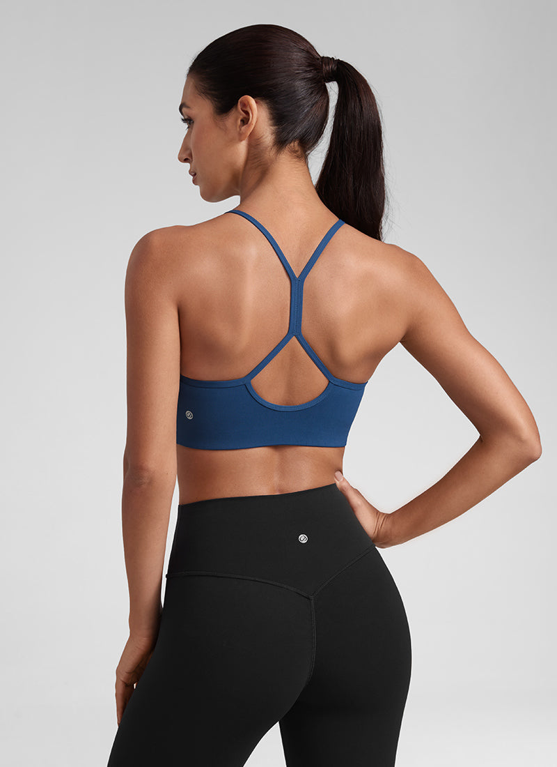 CRZ YOGA Damen Butterluxe Y-Rücken Racerback Sport BH Ohne Bügel FRANZÖSISCHE MARINE