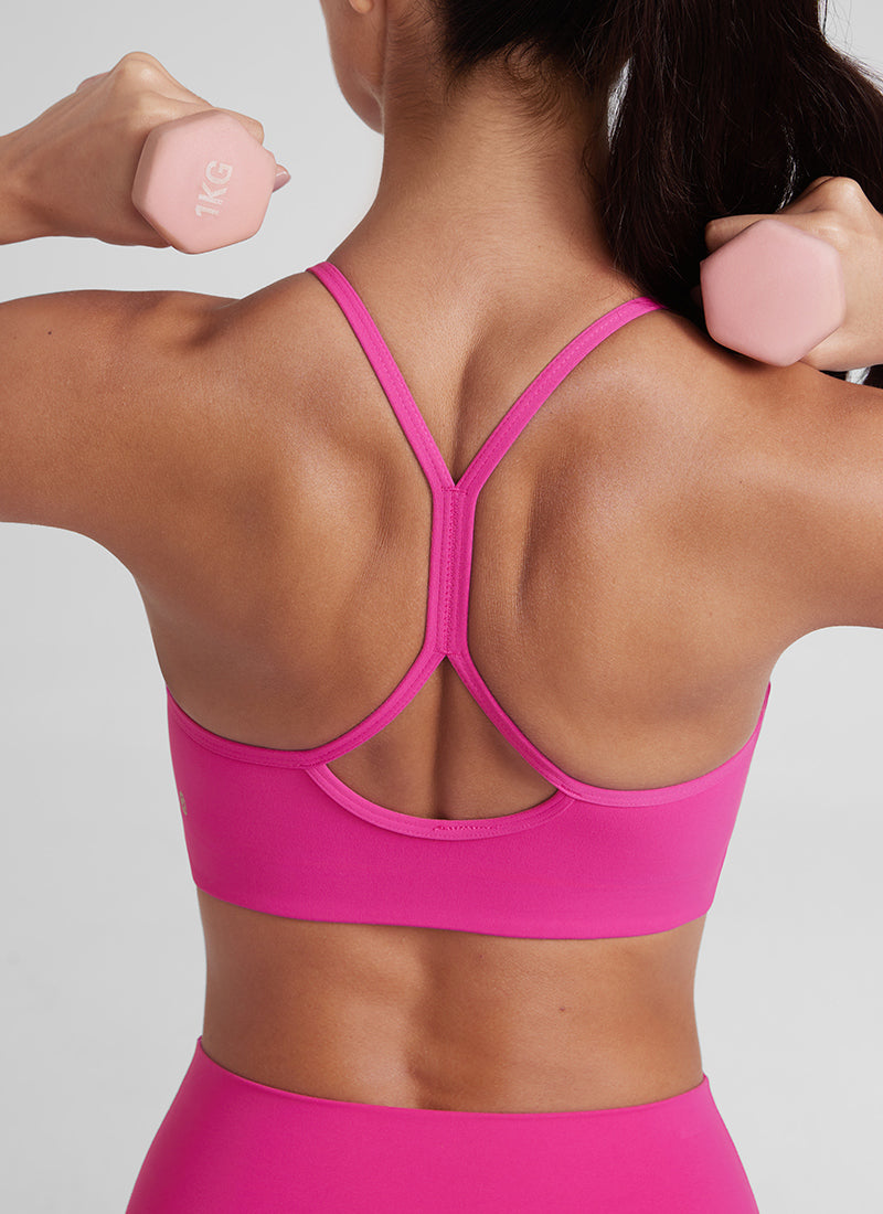 CRZ YOGA Damen Butterluxe Y-Rücken Racerback Sport BH Ohne Bügel Hibiskus-Purpur
