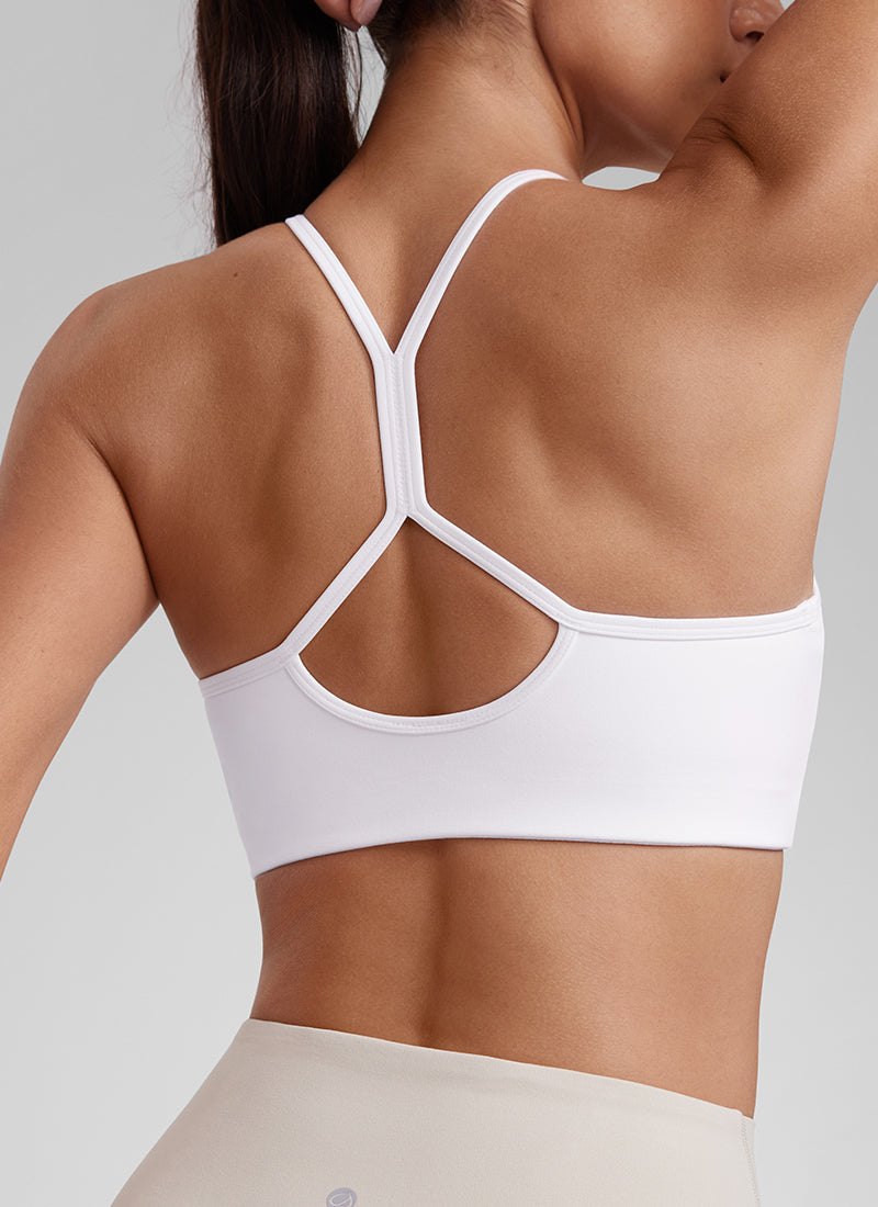 CRZ YOGA Damen Butterluxe Y-Rücken Racerback Sport BH Ohne Bügel Weiss