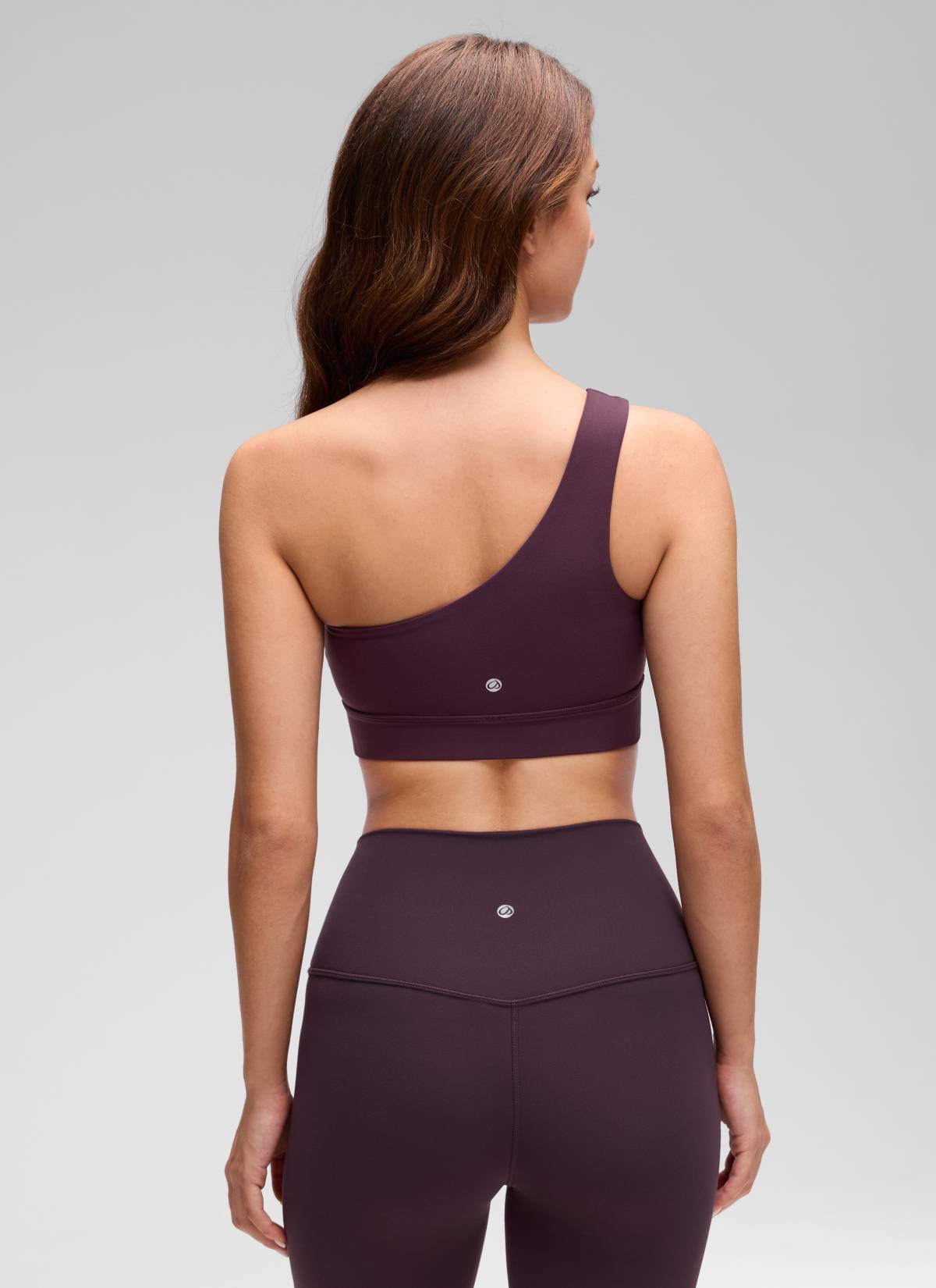 CRZ YOGA Butterluxe Womens One Shoulder Sports Bra Asymmetrical Padded Dunkellila