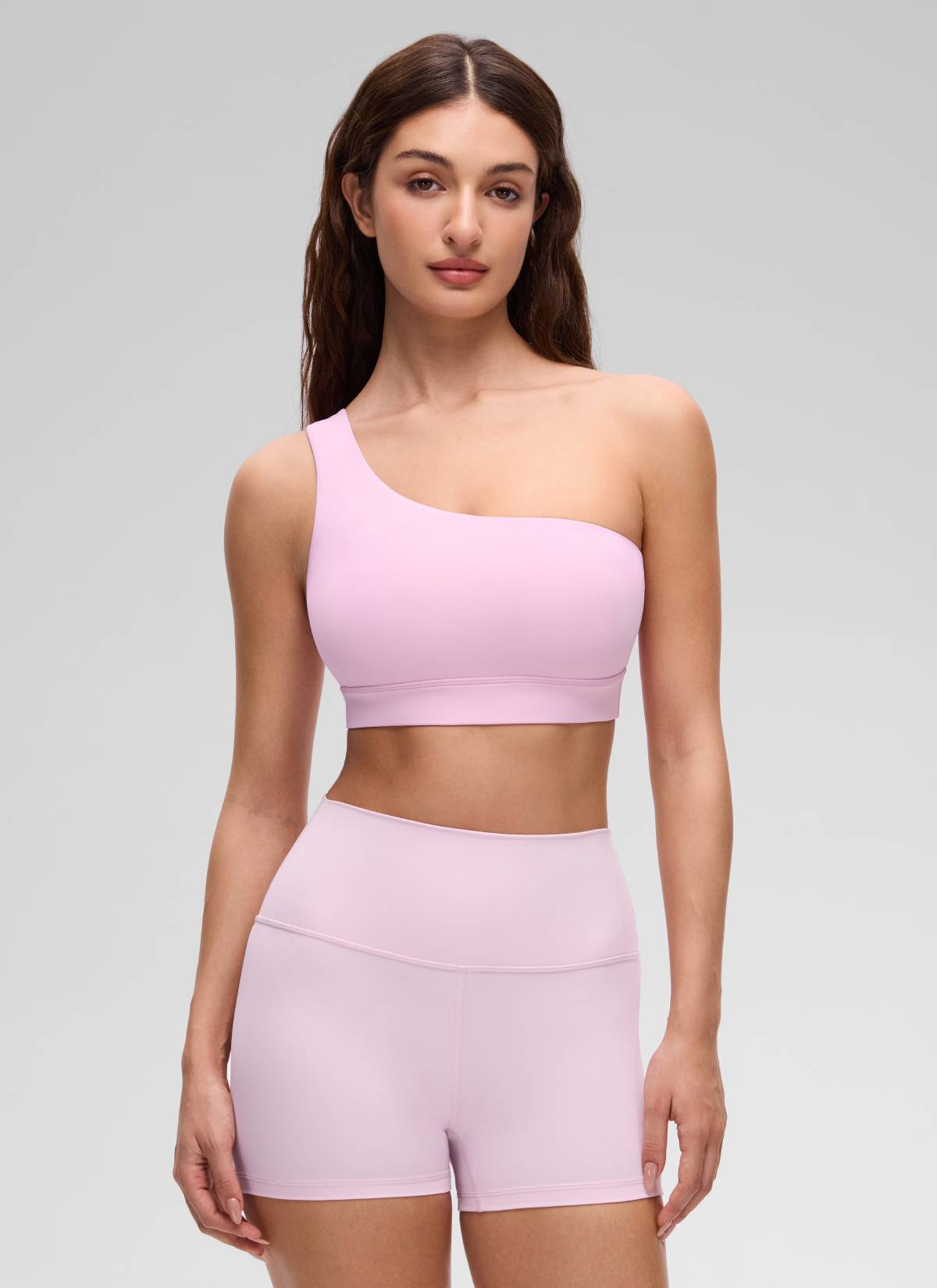 CRZ YOGA Butterluxe Womens One Shoulder Sports Bra Asymmetrical Padded Vita Rosa