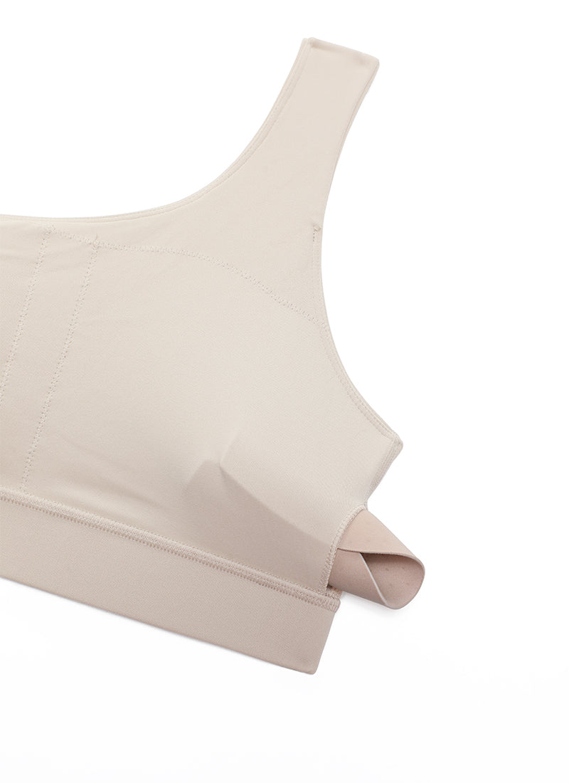 CRZ YOGA Butterluxe Womens One Shoulder Sports Bra Asymmetrical Padded Mojave-Braun