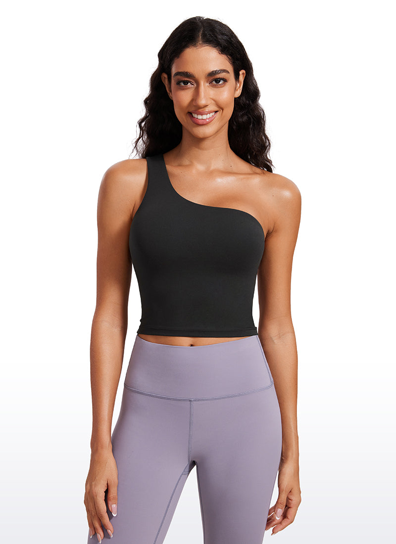 CRZ YOGA Damen Butterluxe EIN Riemen Rückenfrei Longline Sport BH Schwarz