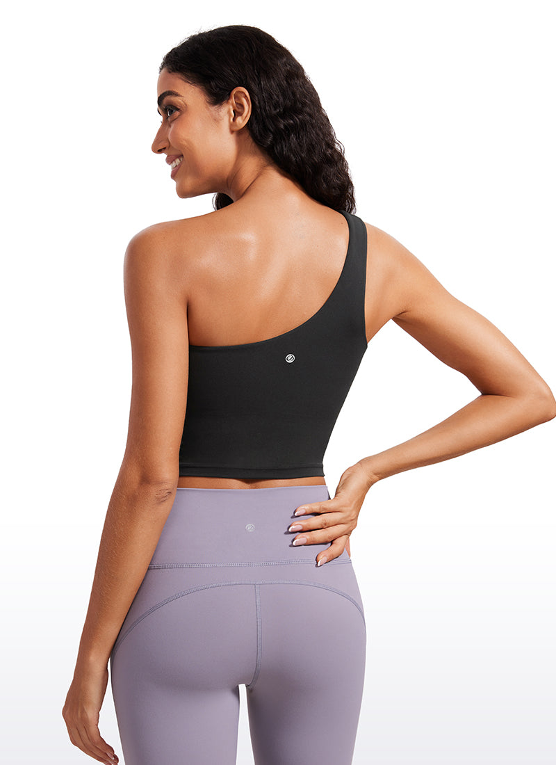 CRZ YOGA Damen Butterluxe EIN Riemen Rückenfrei Longline Sport BH Schwarz