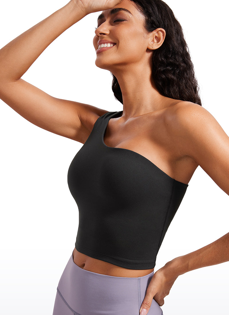 CRZ YOGA Damen Butterluxe EIN Riemen Rückenfrei Longline Sport BH Schwarz