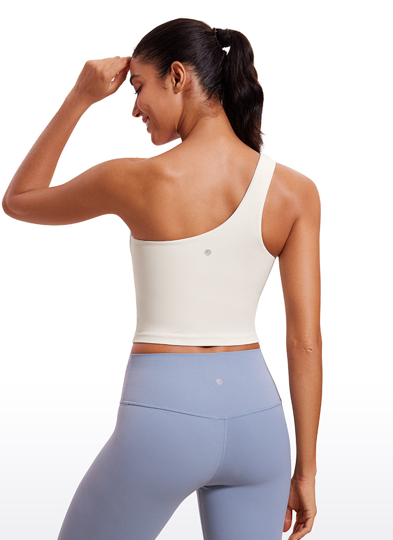 CRZ YOGA Damen Butterluxe EIN Riemen Rückenfrei Longline Sport BH Milchig Weiß