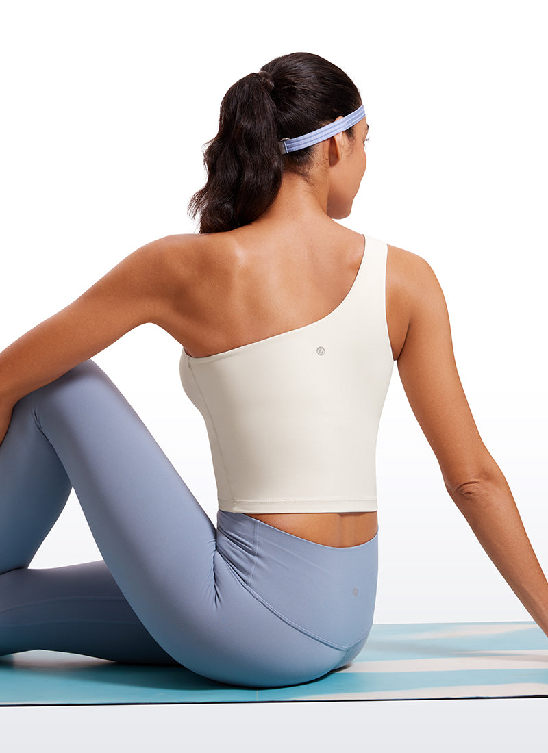CRZ YOGA Damen Butterluxe EIN Riemen Rückenfrei Longline Sport BH Milchig Weiß