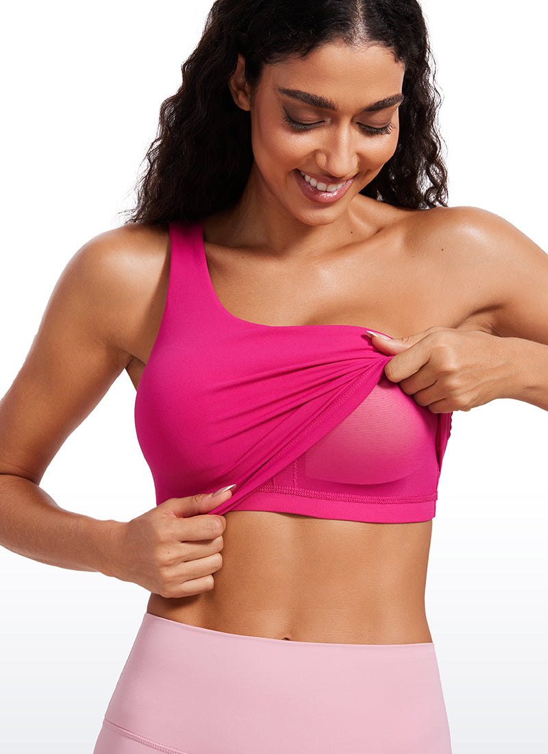 CRZ YOGA Damen Butterluxe EIN Riemen Rückenfrei Longline Sport BH Granita Pink