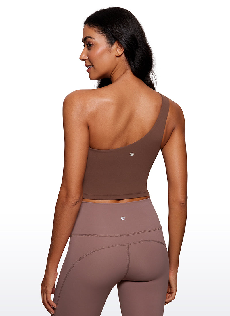 CRZ YOGA Damen Butterluxe EIN Riemen Rückenfrei Longline Sport BH Kaffeebraun
