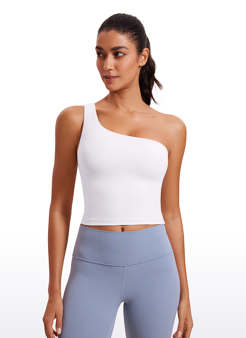 CRZ YOGA Damen Butterluxe EIN Riemen Rückenfrei Longline Sport BH Weiss