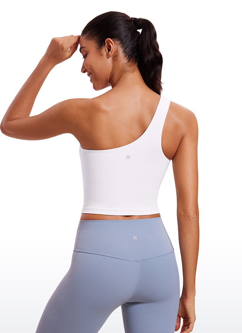 CRZ YOGA Damen Butterluxe EIN Riemen Rückenfrei Longline Sport BH Weiss