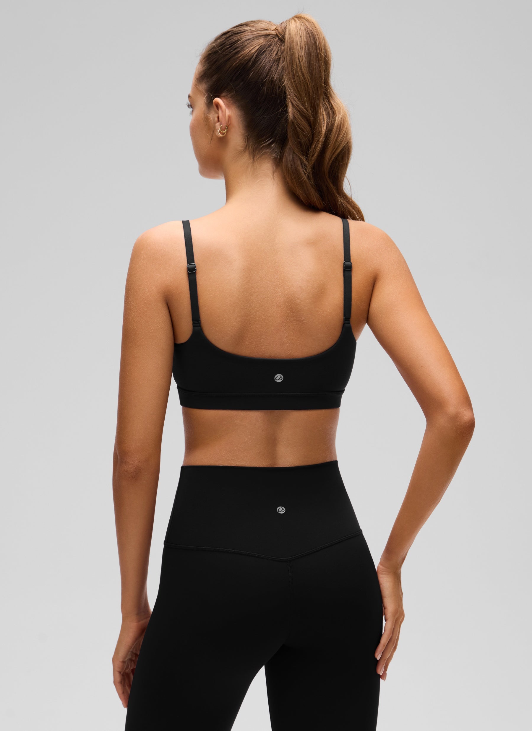 CRZ YOGA Butterluxe Damen Verstellbar Spaghetti Träger Sport BH Schwarz