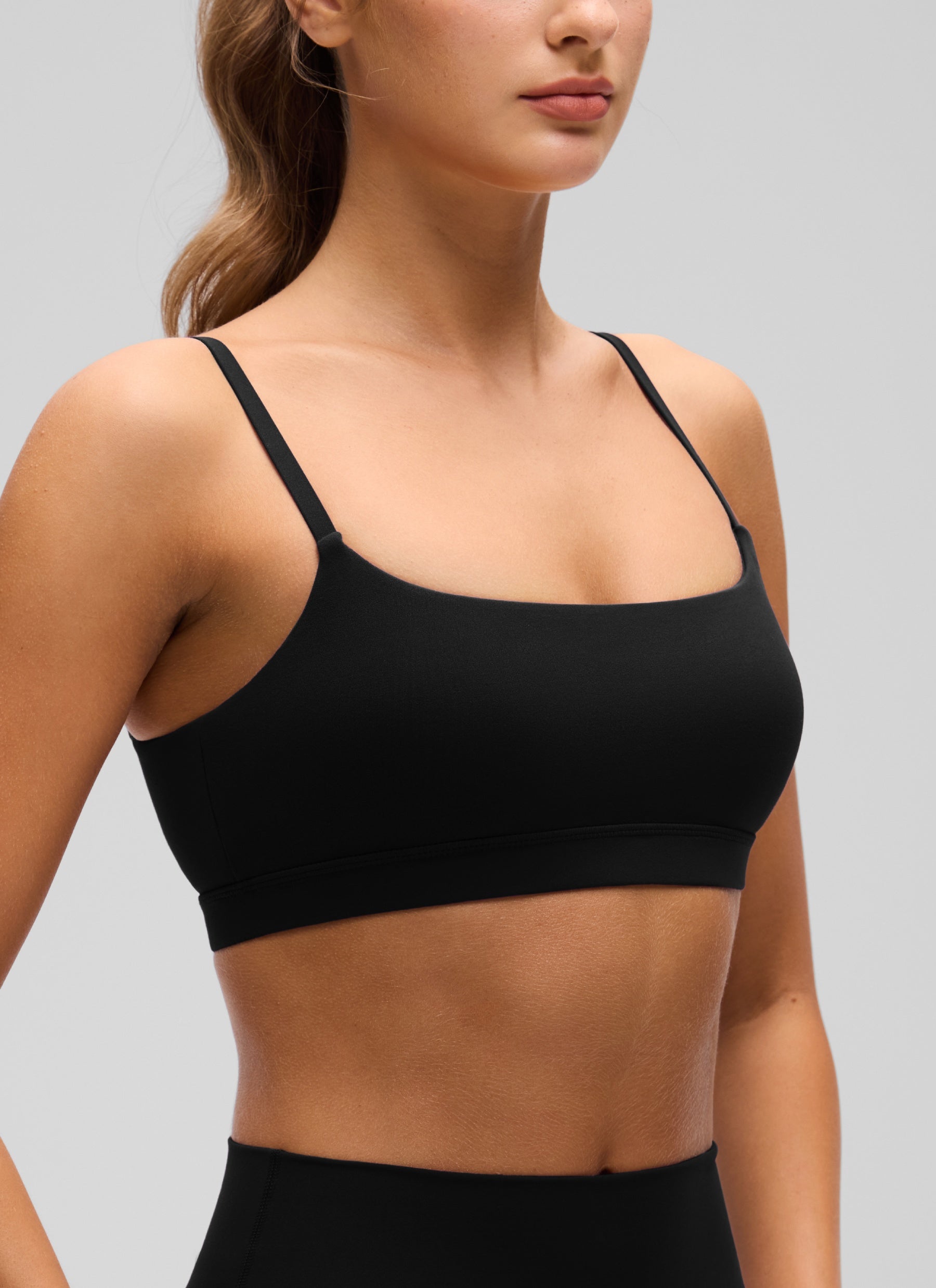 CRZ YOGA Butterluxe Damen Verstellbar Spaghetti Träger Sport BH Schwarz