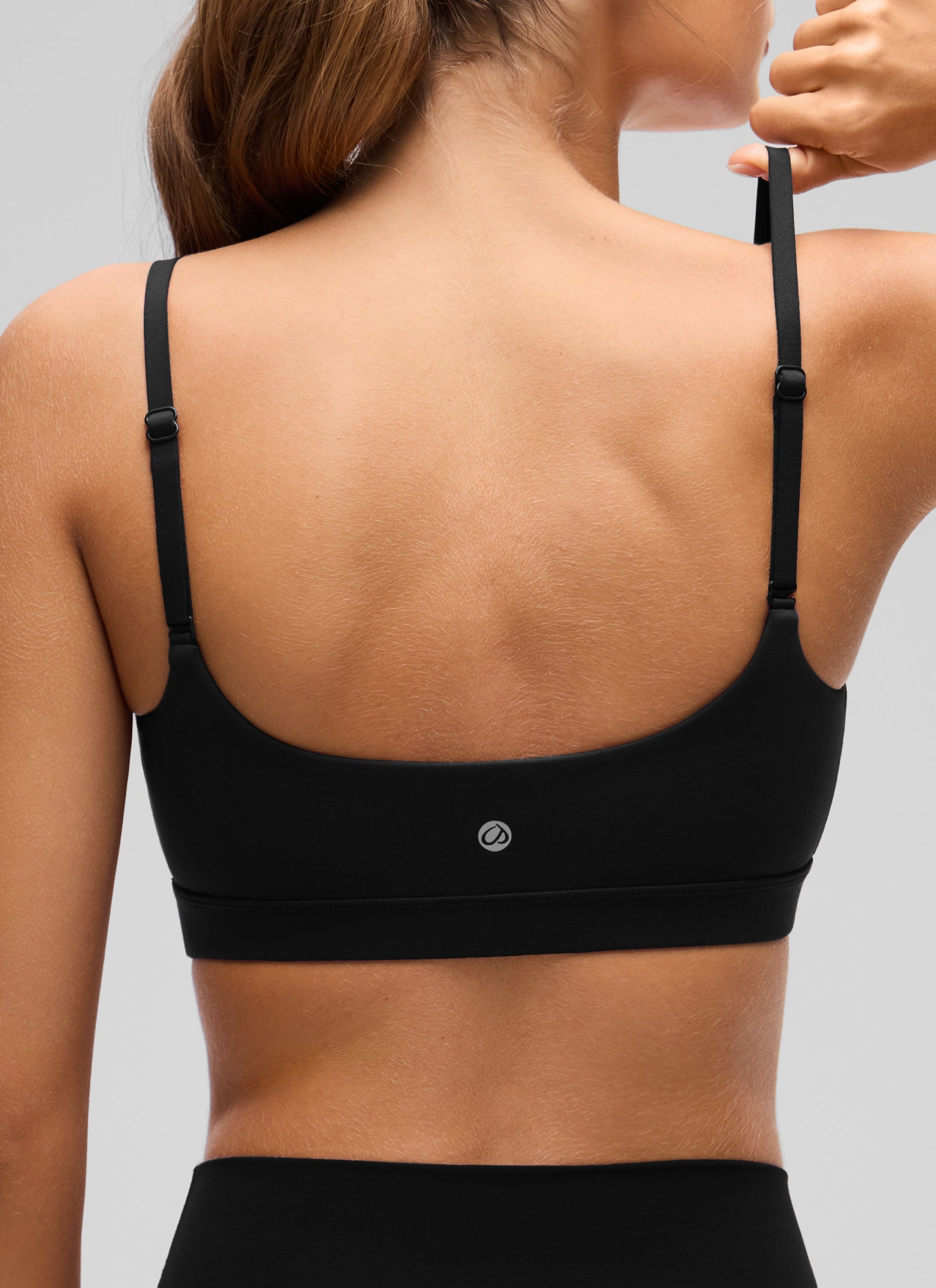 CRZ YOGA Butterluxe Damen Verstellbar Spaghetti Träger Sport BH Schwarz