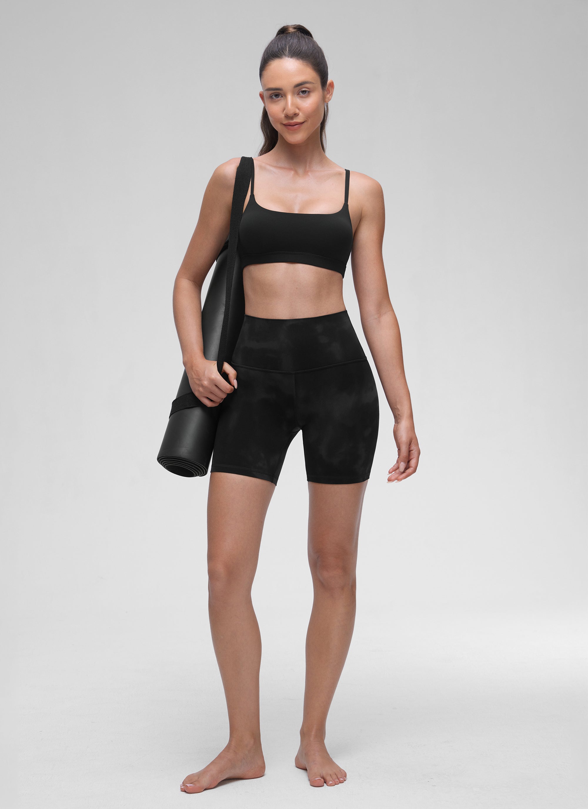 CRZ YOGA Butterluxe Damen Verstellbar Spaghetti Träger Sport BH Schwarz