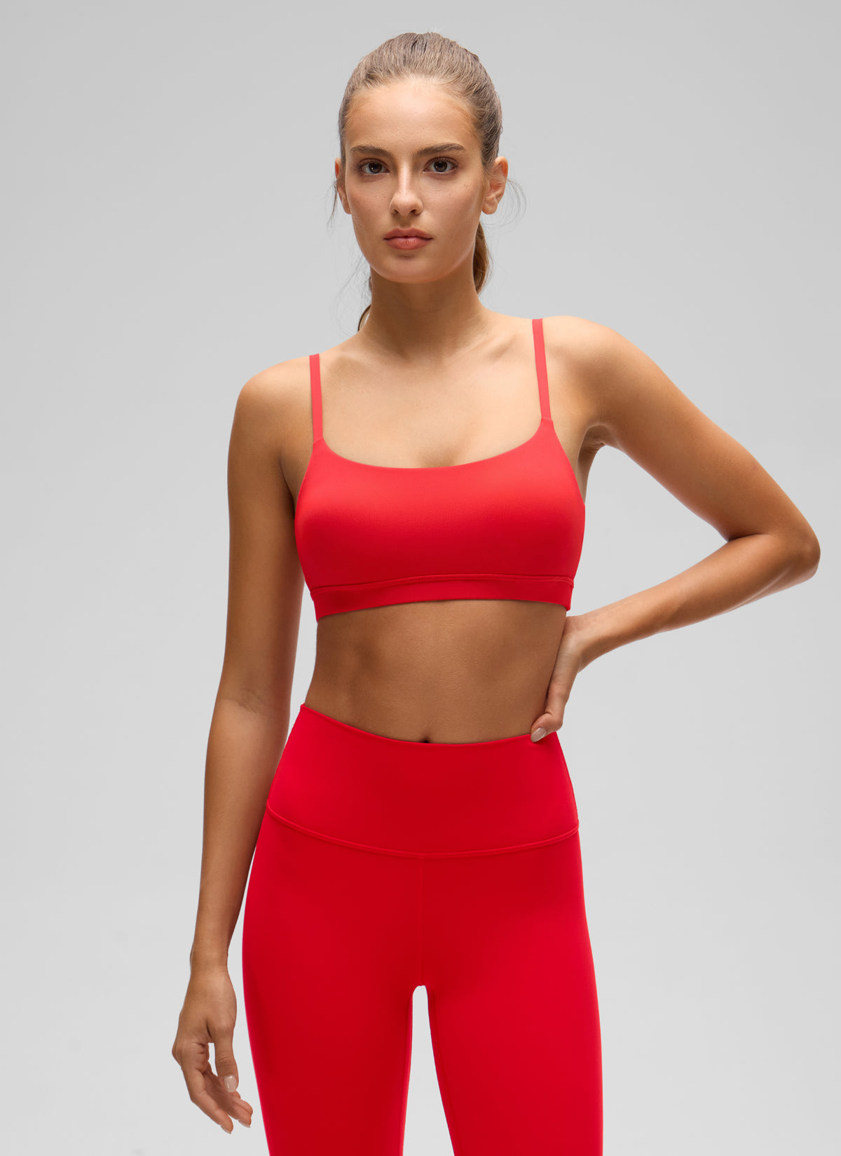 CRZ YOGA Butterluxe Damen Verstellbar Spaghetti Träger Sport BH Tiefrot @model_info:T
