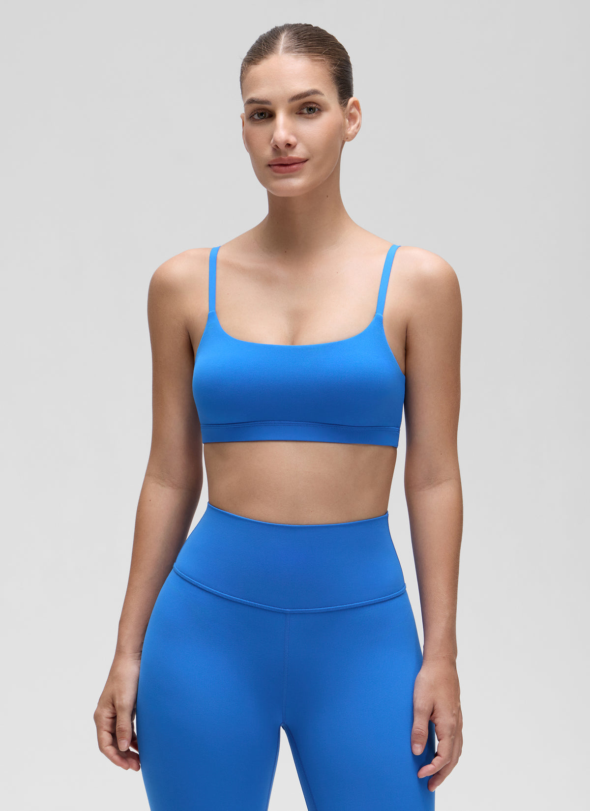 CRZ YOGA Butterluxe Damen Verstellbar Spaghetti Träger Sport BH Funkelndes Blau