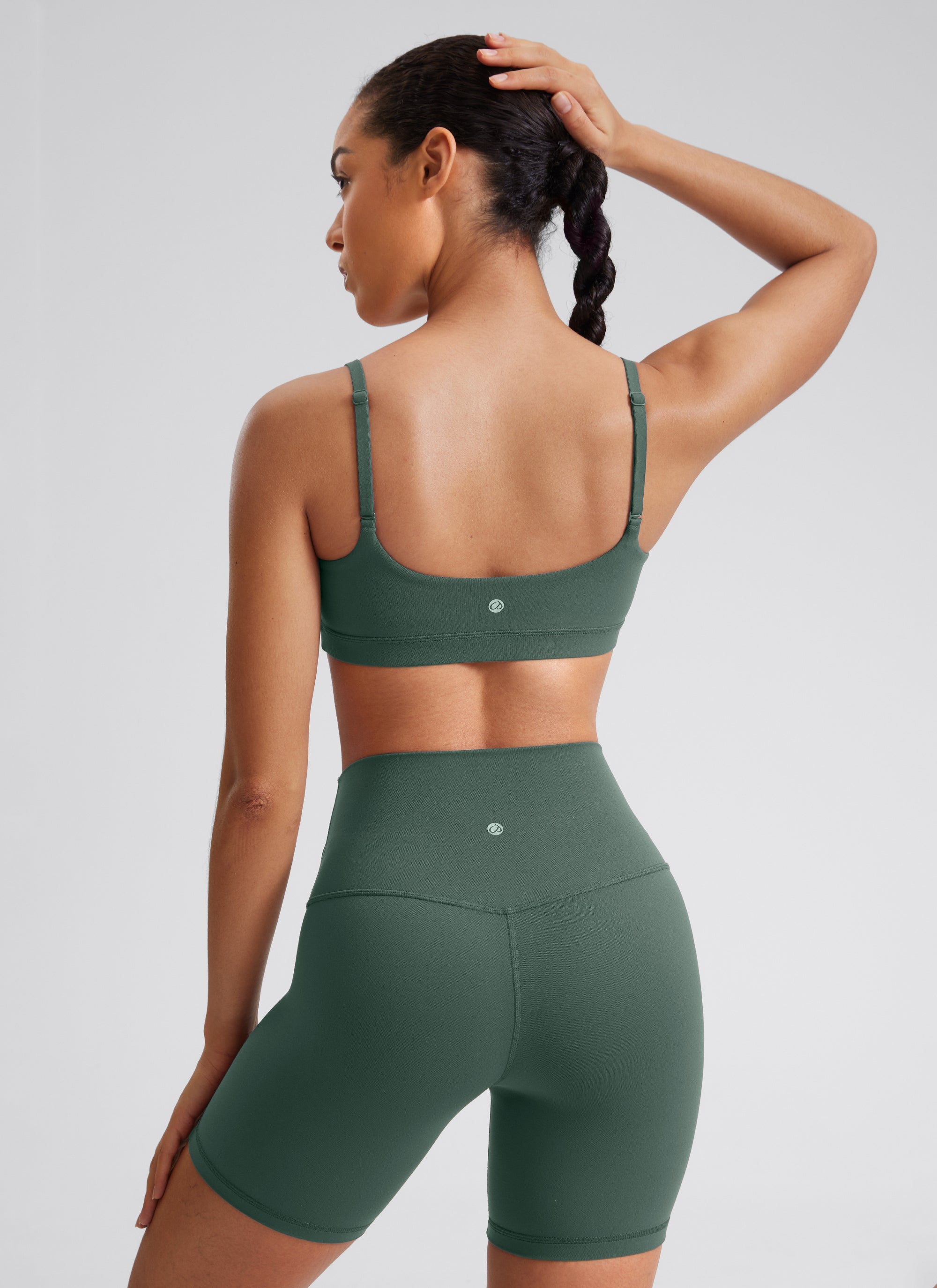 CRZ YOGA Butterluxe Damen Verstellbar Spaghetti Träger Sport BH Dunkles Waldgrün
