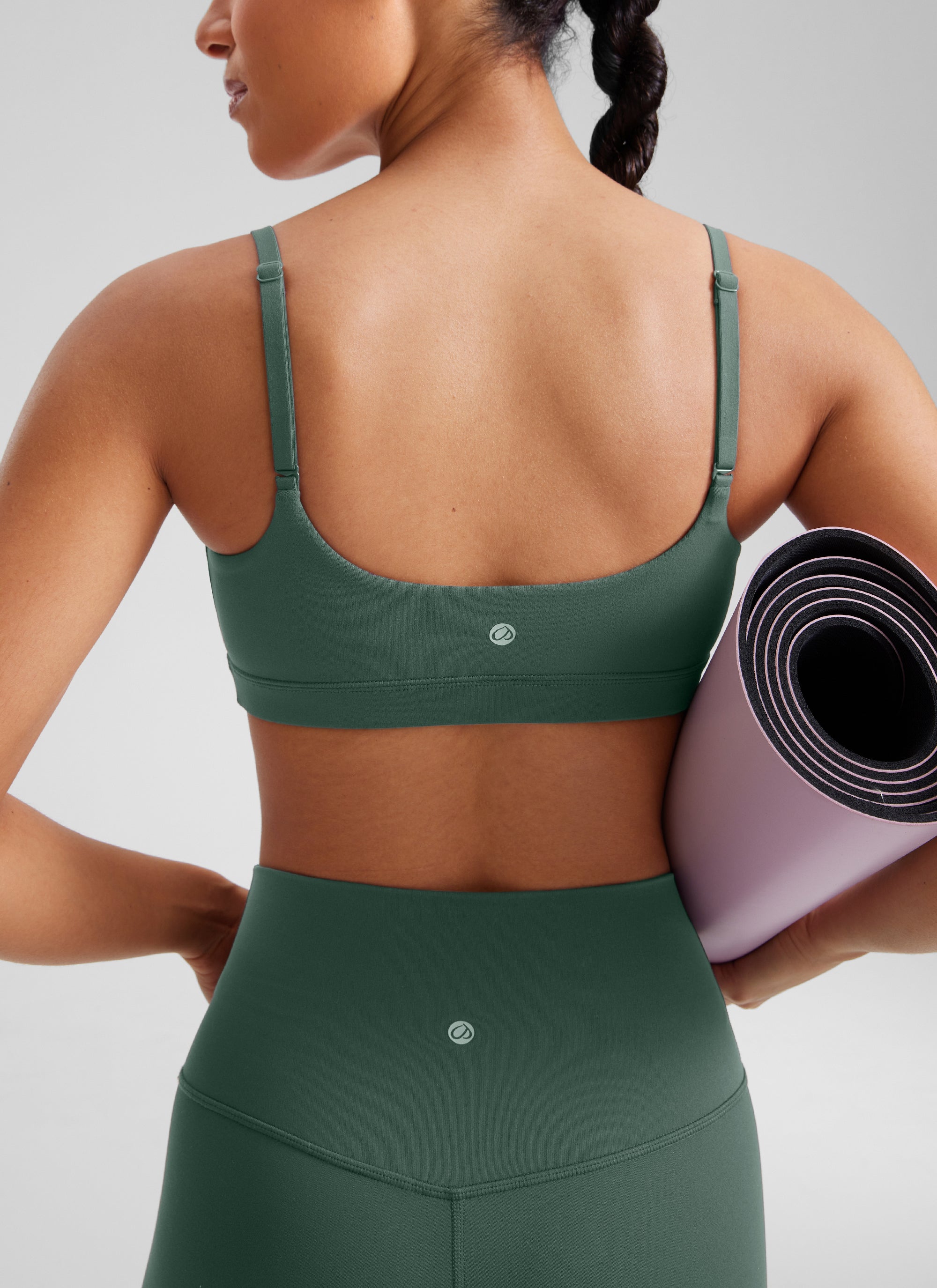 CRZ YOGA Butterluxe Damen Verstellbar Spaghetti Träger Sport BH Dunkles Waldgrün