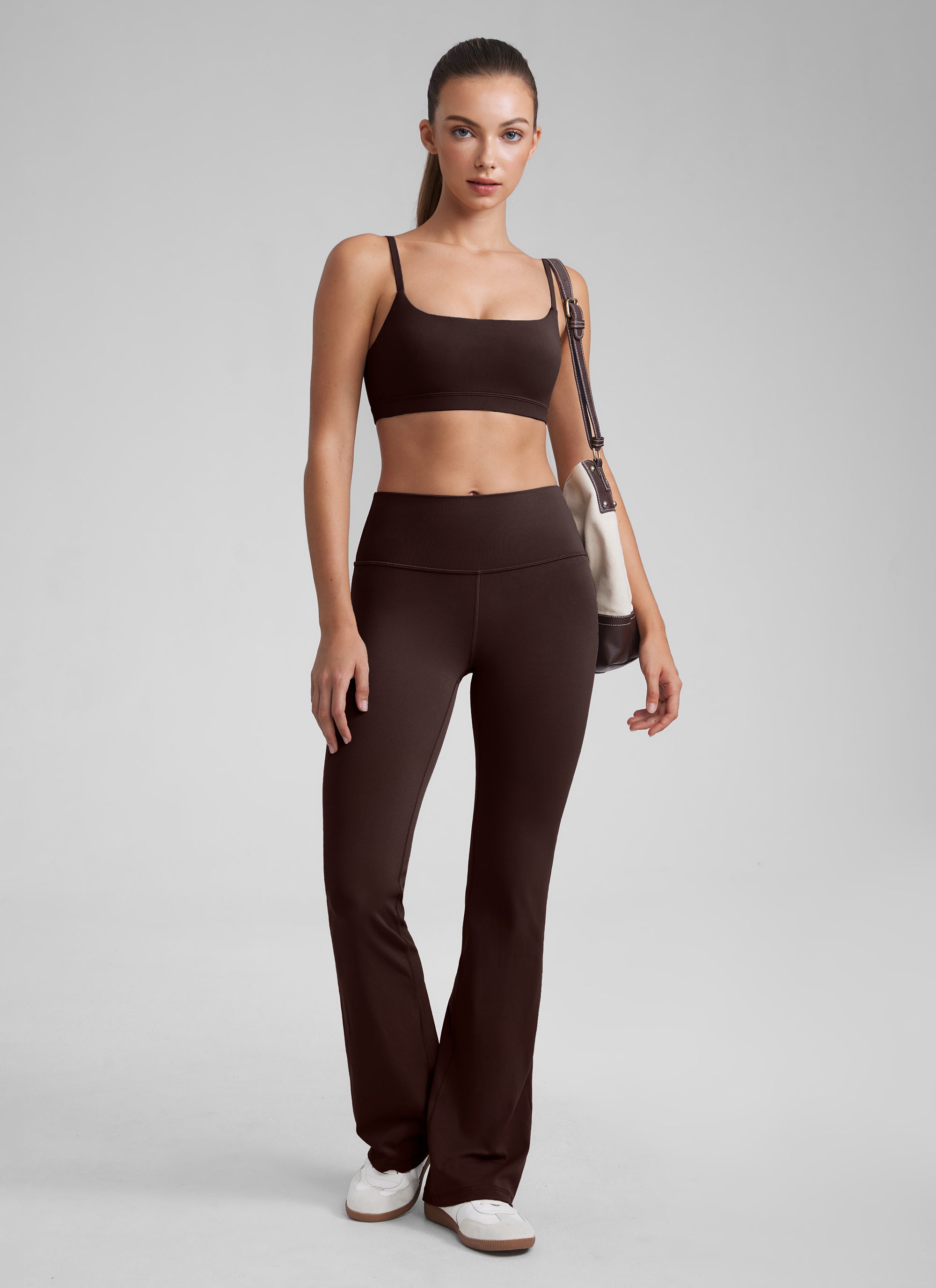 CRZ YOGA Butterluxe Damen Verstellbar Spaghetti Träger Sport BH Heißes Fudge-Brown
