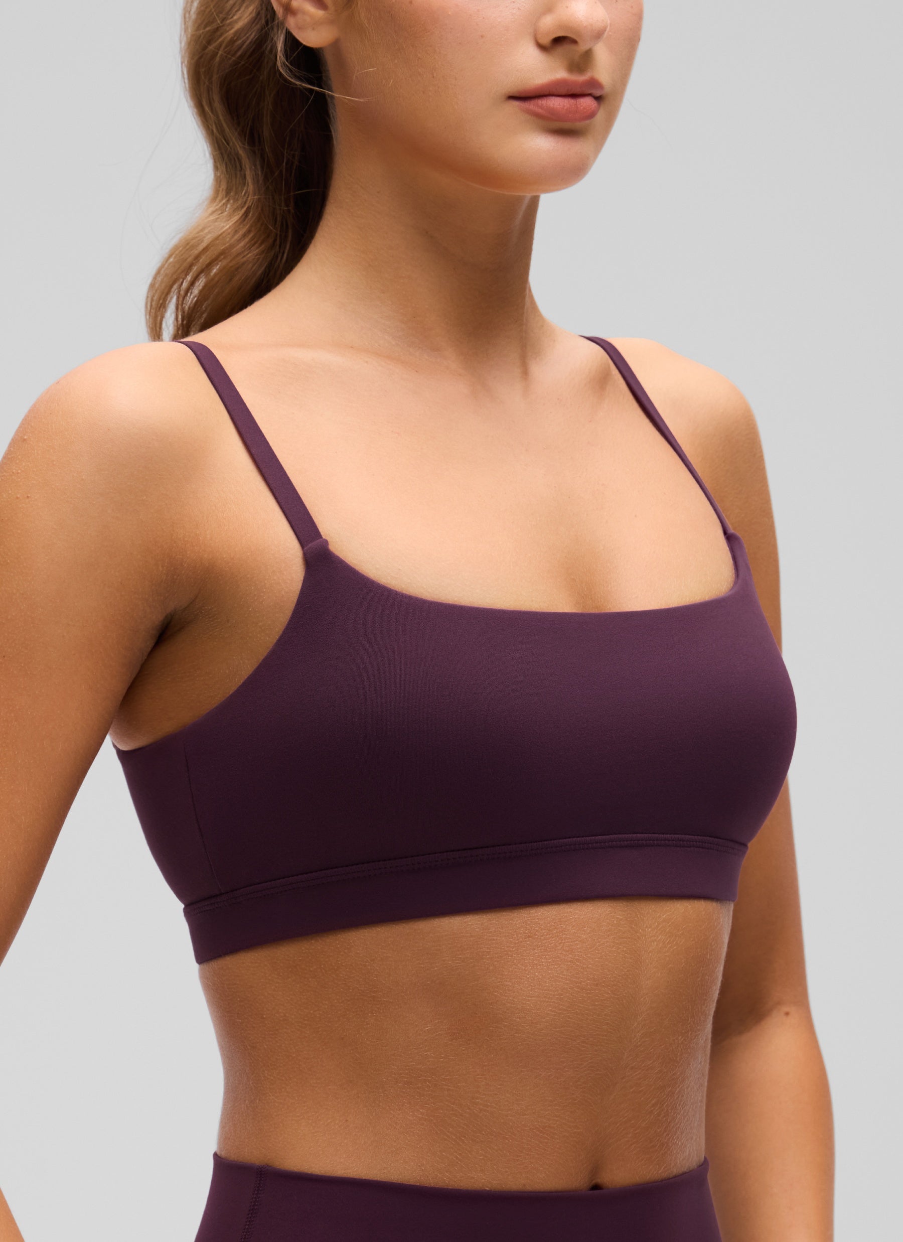 CRZ YOGA Butterluxe Damen Verstellbar Spaghetti Träger Sport BH Dunkellila