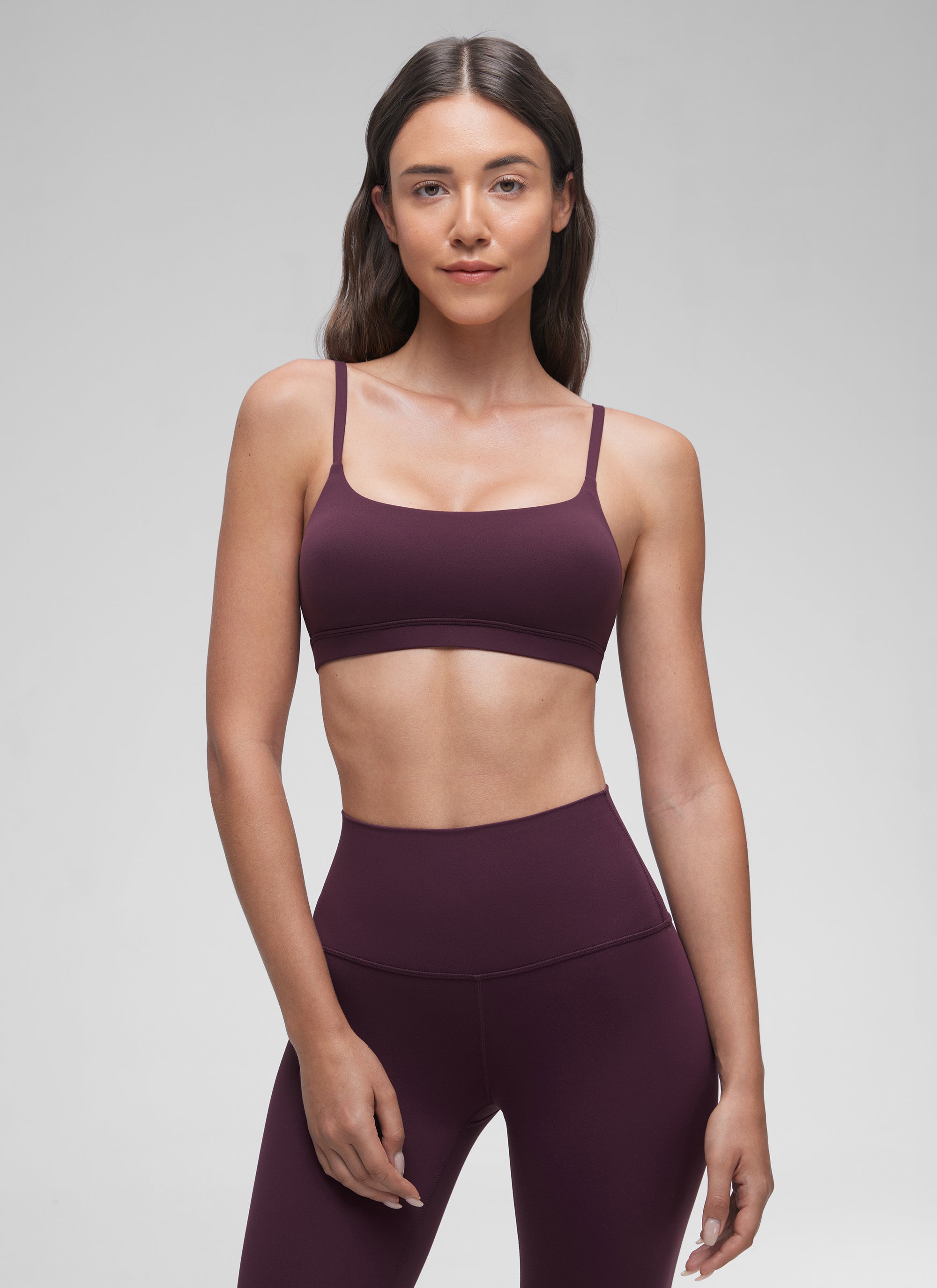 CRZ YOGA Butterluxe Damen Verstellbar Spaghetti Träger Sport BH Dunkellila