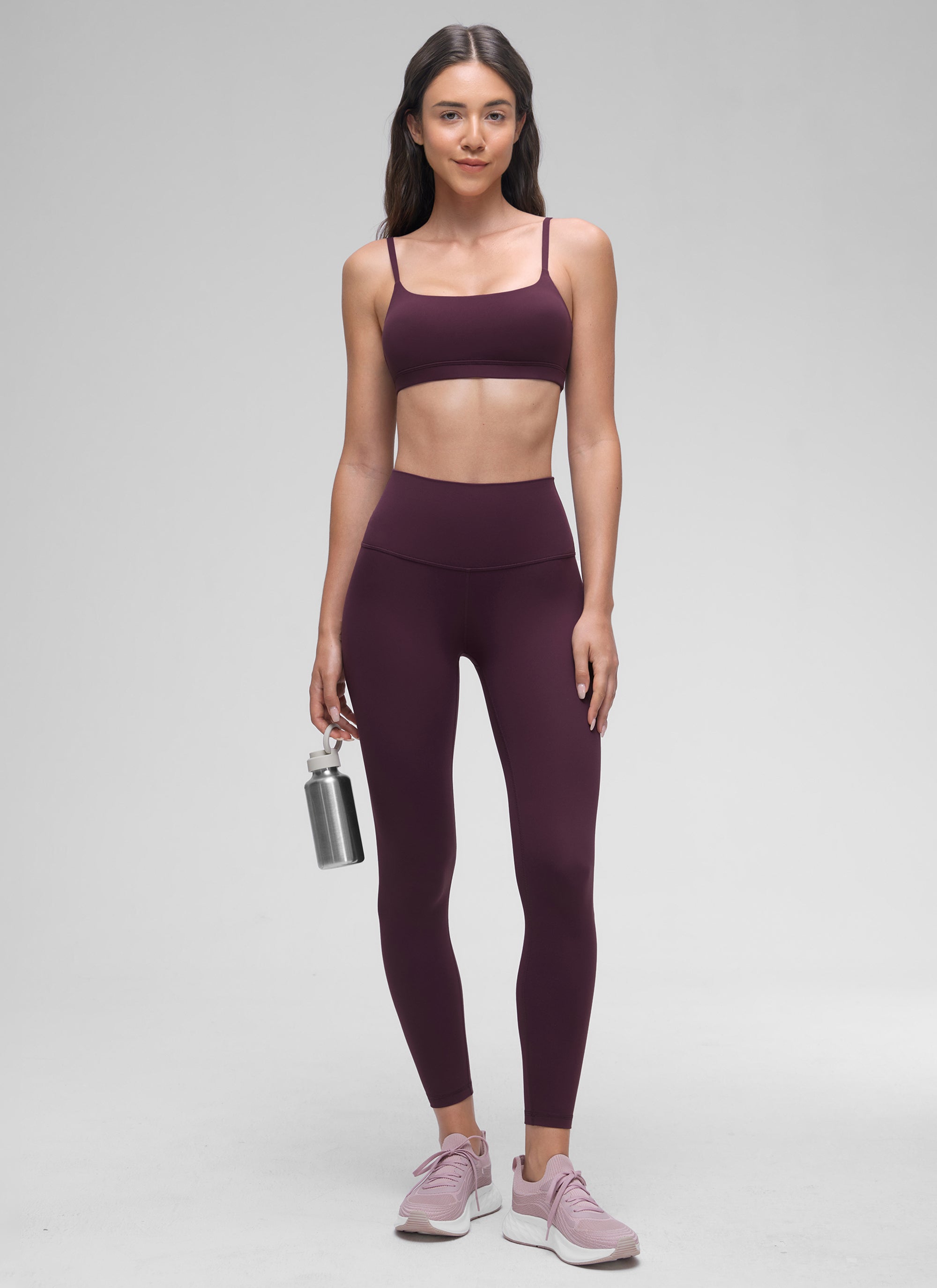 CRZ YOGA Butterluxe Damen Verstellbar Spaghetti Träger Sport BH Dunkellila