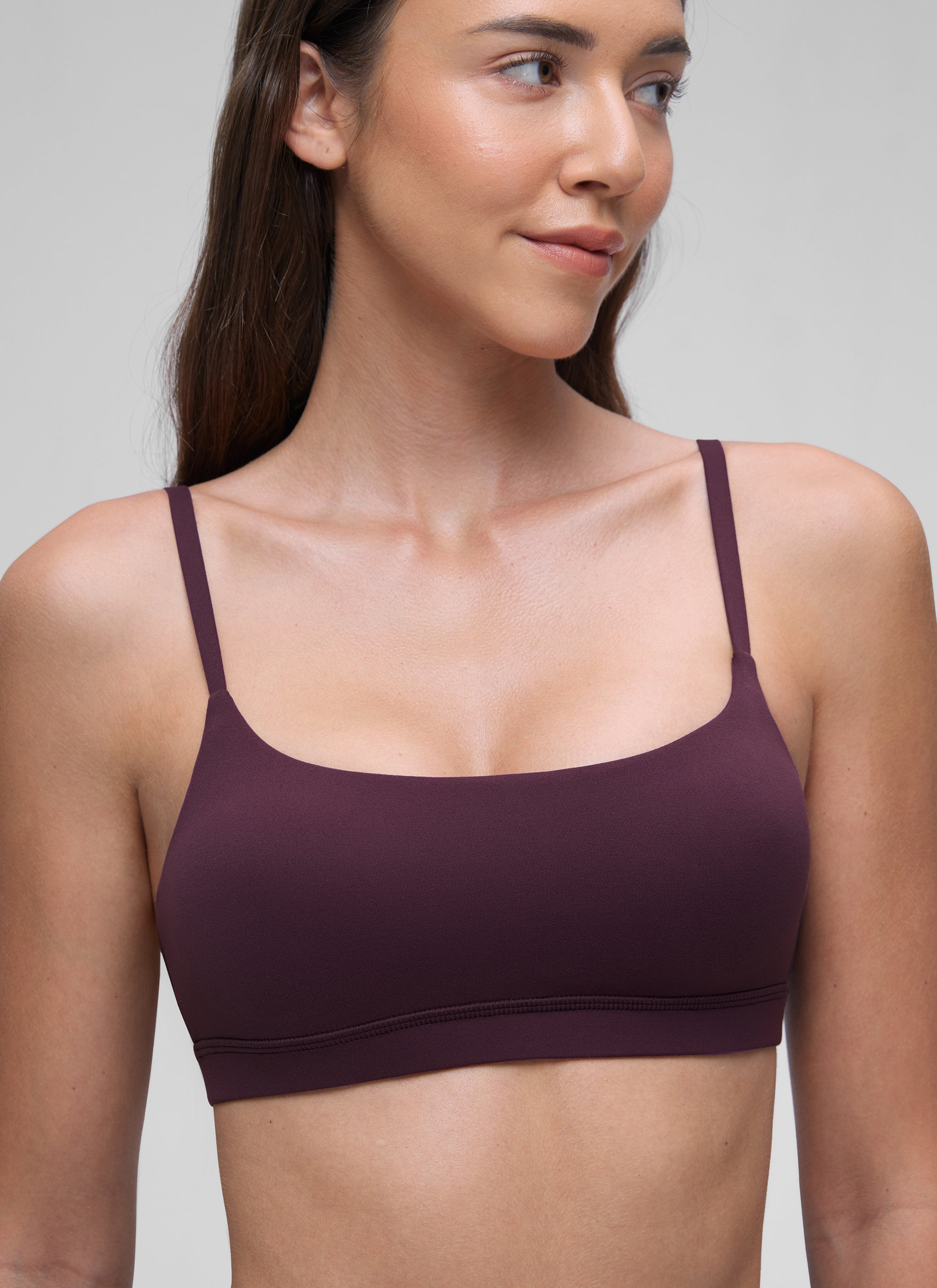 CRZ YOGA Butterluxe Damen Verstellbar Spaghetti Träger Sport BH Dunkellila