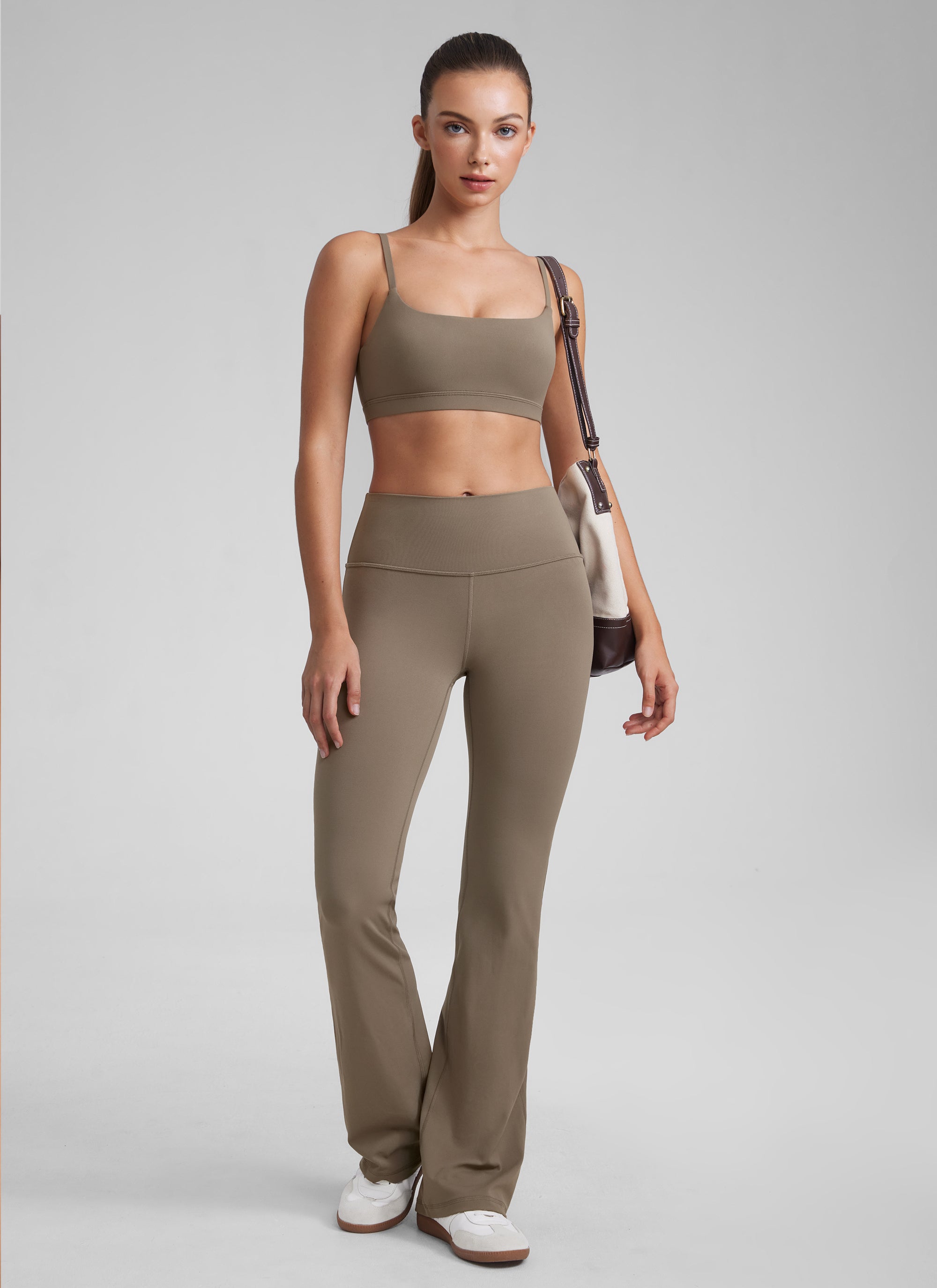 CRZ YOGA Butterluxe Damen Verstellbar Spaghetti Träger Sport BH Nomade Grau