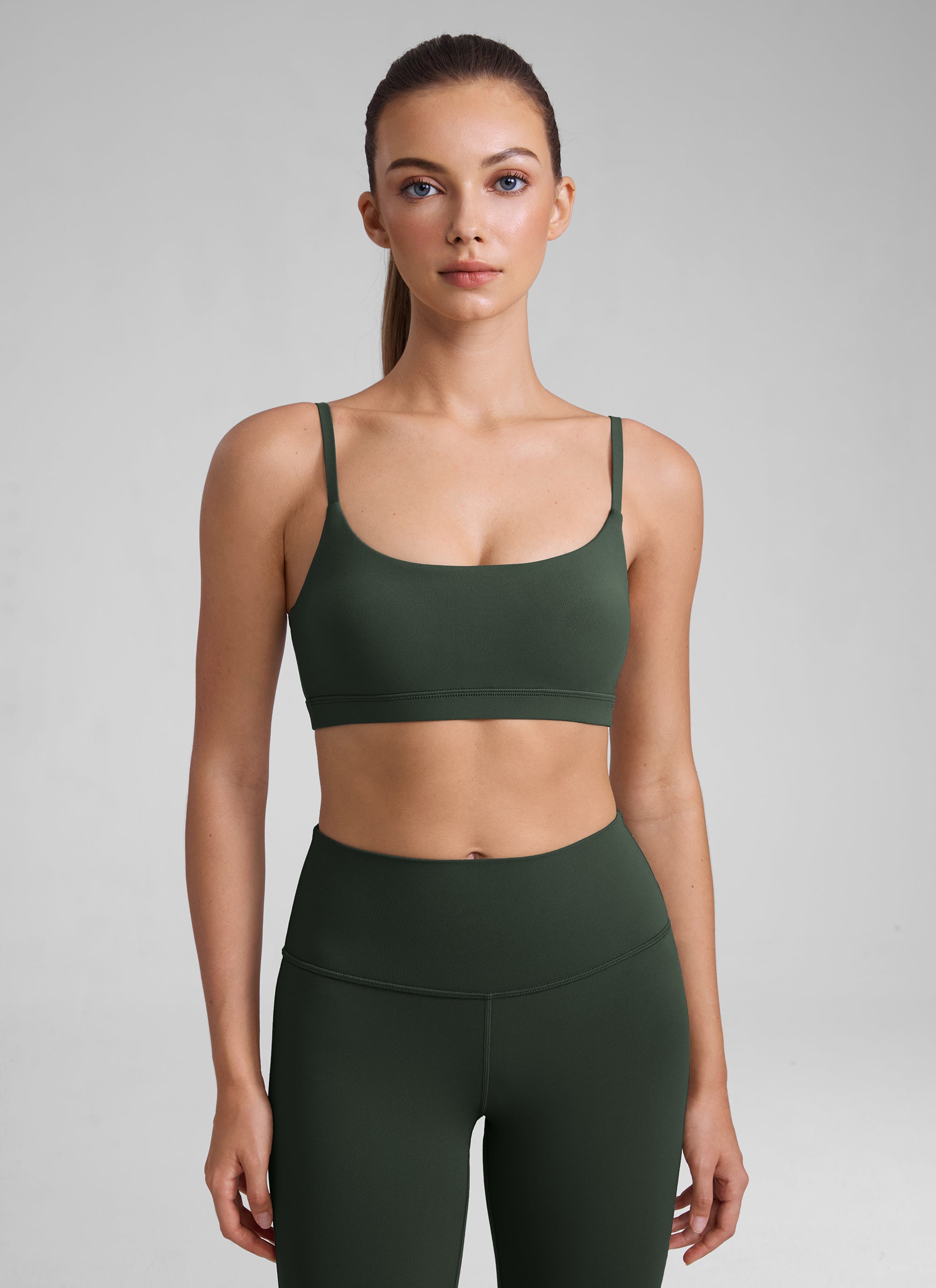 CRZ YOGA Butterluxe Damen Verstellbar Spaghetti Träger Sport BH Legende Grün