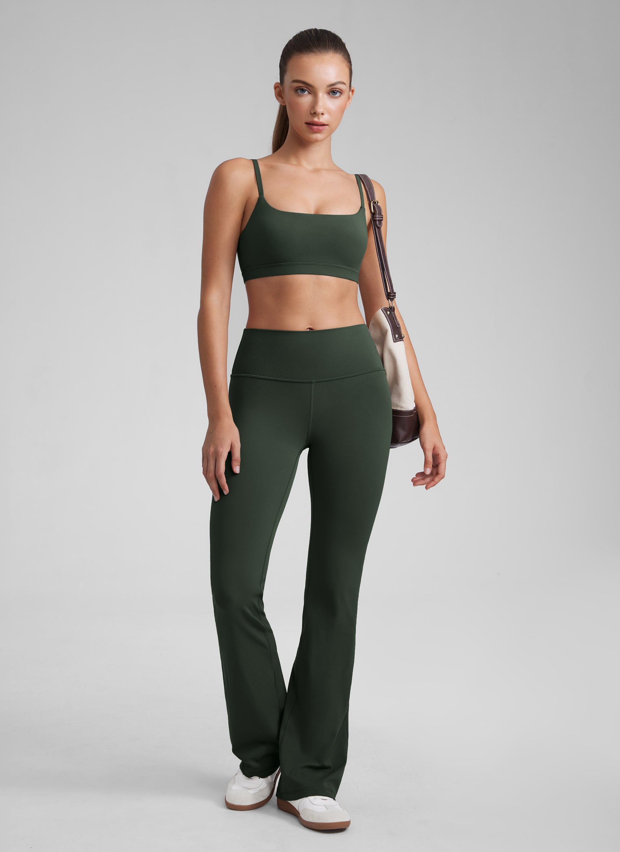 CRZ YOGA Butterluxe Damen Verstellbar Spaghetti Träger Sport BH Legende Grün