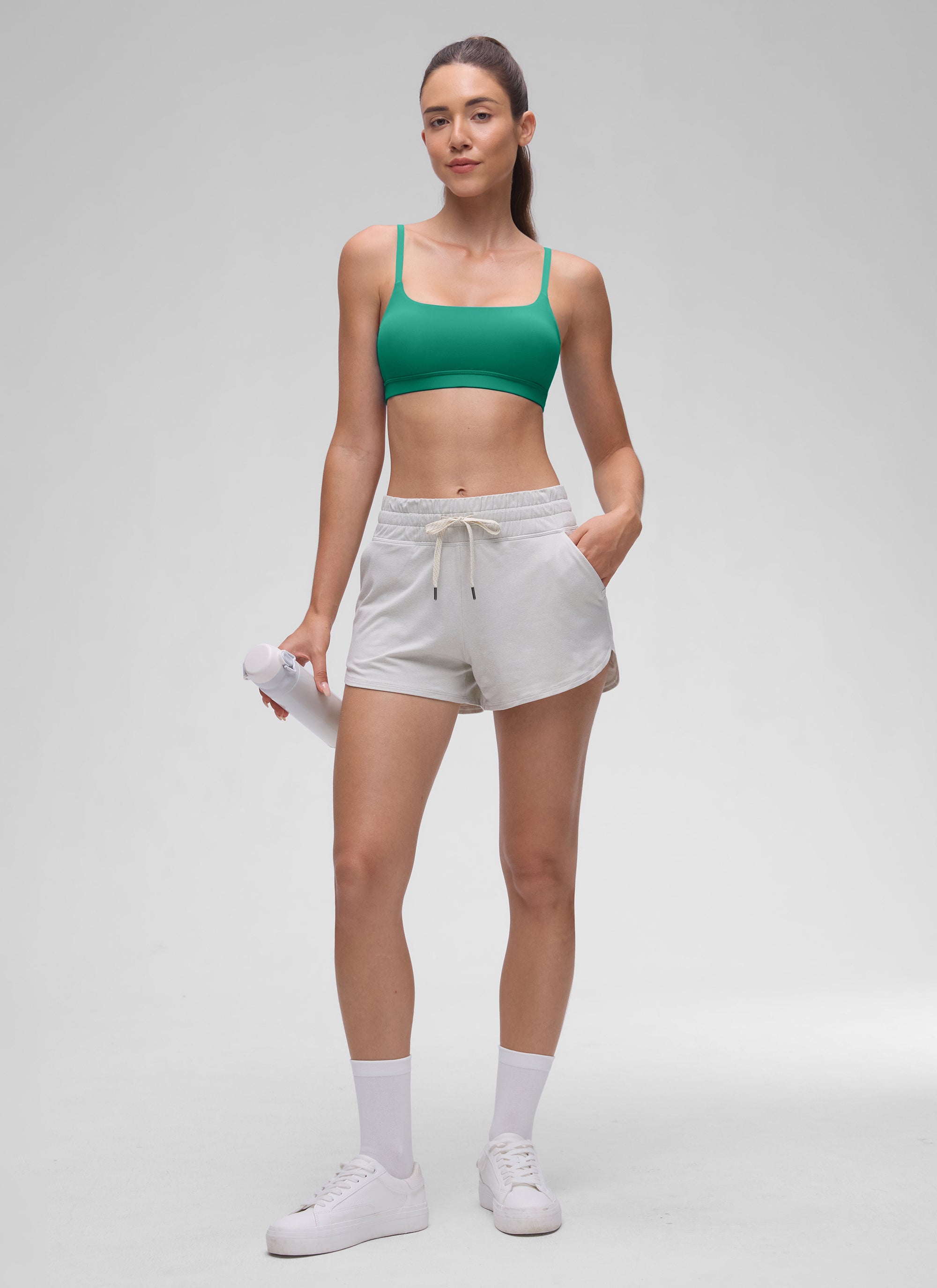 CRZ YOGA Butterluxe Damen Verstellbar Spaghetti Träger Sport BH Cascadia Grün
