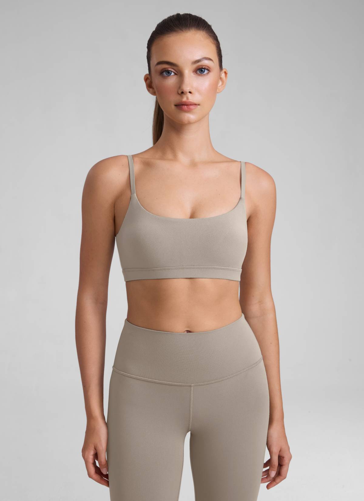 CRZ YOGA Butterluxe Damen Verstellbar Spaghetti Träger Sport BH Warmes Aschgrau
